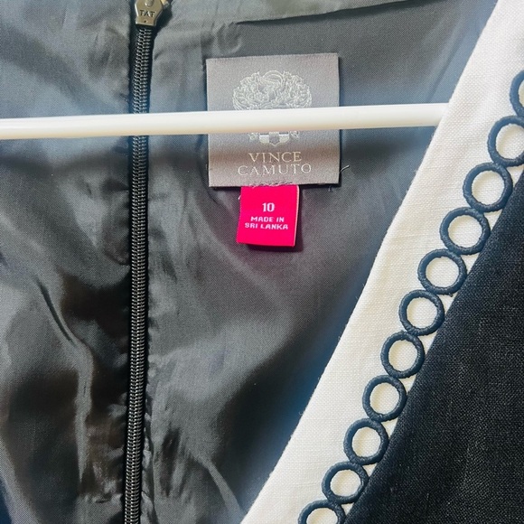 Vince Camuto size 10 Elegant Black and White Women's linen sleeveless Dress - Picture 3 of 6